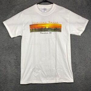 Cadillac Ranch Route 66 T-Shirt Mens S White Tourist Graphic‎ Tee